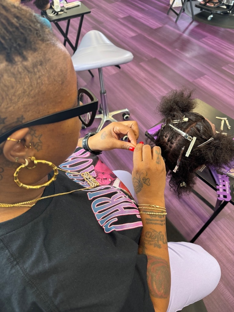 Student practicing loc technique on mannequin