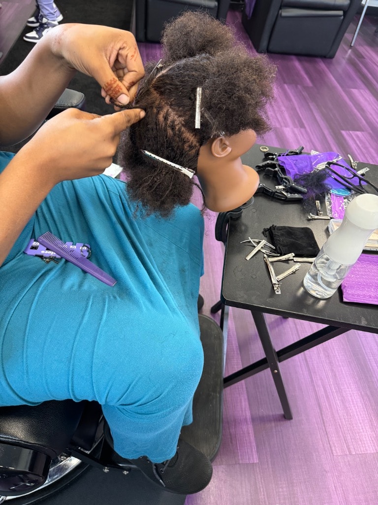 Student working on loc installation